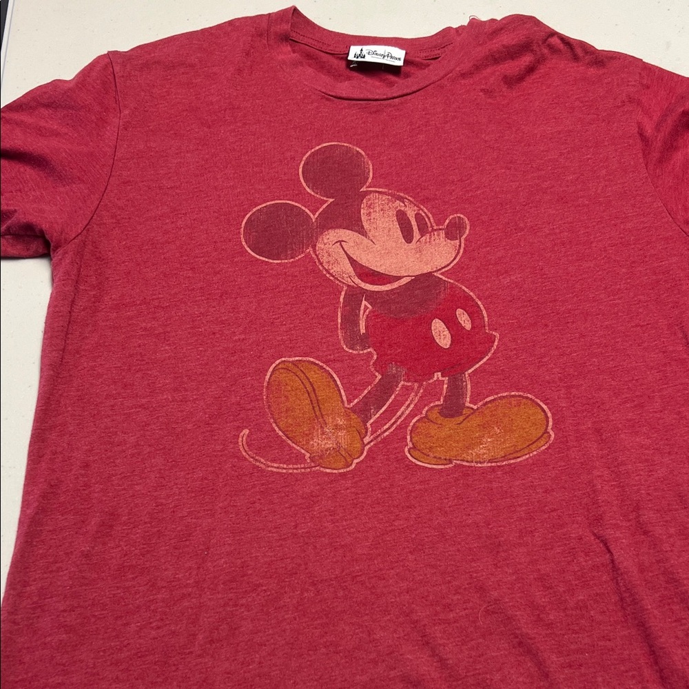 Vintage Disney Mickey Mouse Tee Brick Red Sz M